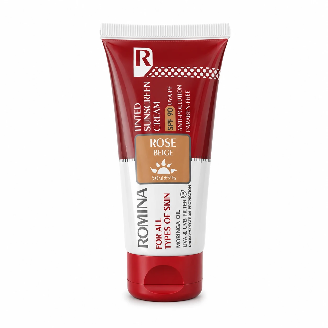 کرم-رنگی-تیره-90.webp کرم ضد آفتاب رنگی تیره SPF90 حجم 50 میل رومینا - تصویر 1